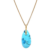 Kazakshtan Turquoise & Yellow Gold Pendant - "Sticks & Stones"