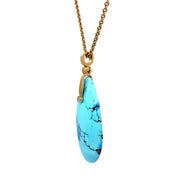 Kazakhstan Turquoise & Yellow Gold Pendant - "Sticks & Stones"