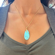 Kazakshtan Turquoise & Yellow Gold Pendant - "Sticks & Stones"