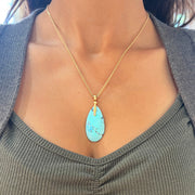 Kazakhstan Turquoise & Yellow Gold Pendant - "Sticks & Stones"