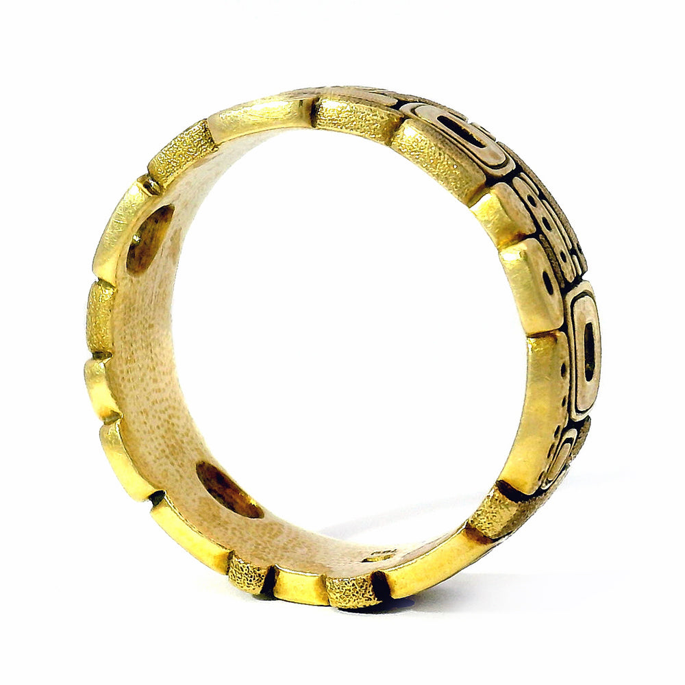 Textured 18K Yellow Gold Band - "Stone Barn"