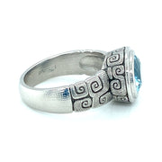 Platinum & Aquamarine Bezel Ring - "J's Garden"