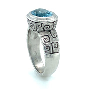 Platinum & Aquamarine Bezel Ring - "J's Garden"