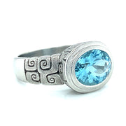 Platinum & Aquamarine Bezel Ring - "J's Garden"