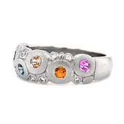 Montana Sapphire & Diamond Domed Platinum Ring - "Rainbow Candy"