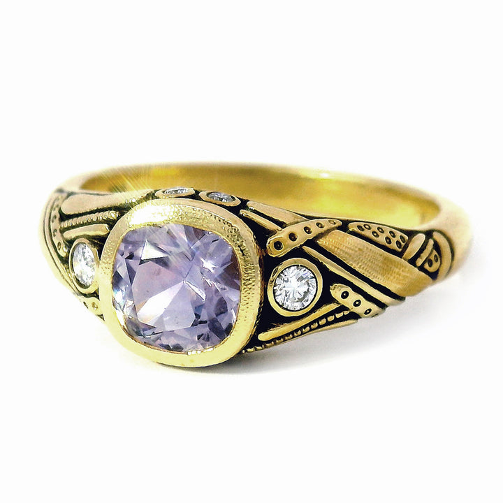 Mauve Montana Sapphire & Diamond Ring - "Reed"