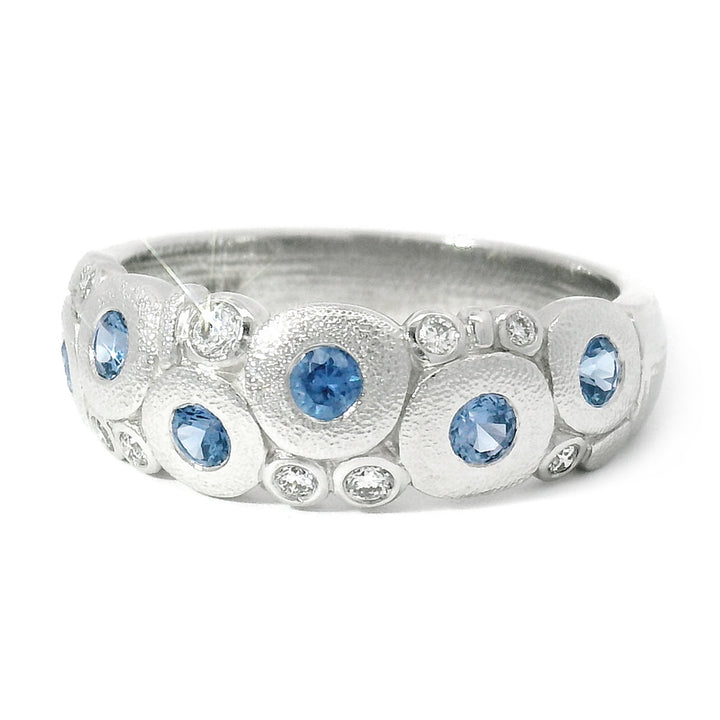 Yogo Sapphire & Diamond Platinum Domed Ring - "Candy"