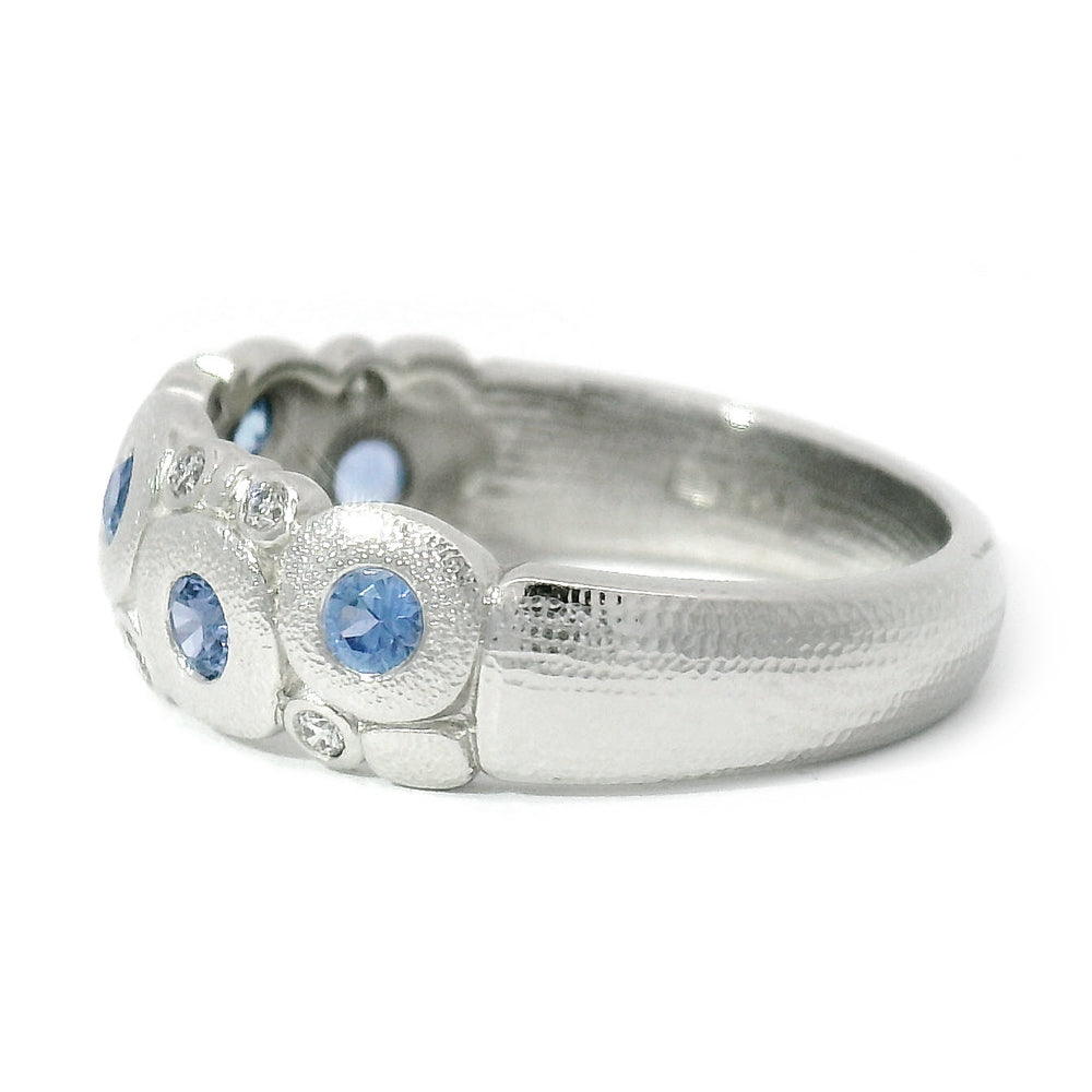 Yogo Sapphire & Diamond Platinum Domed Ring - "Candy"