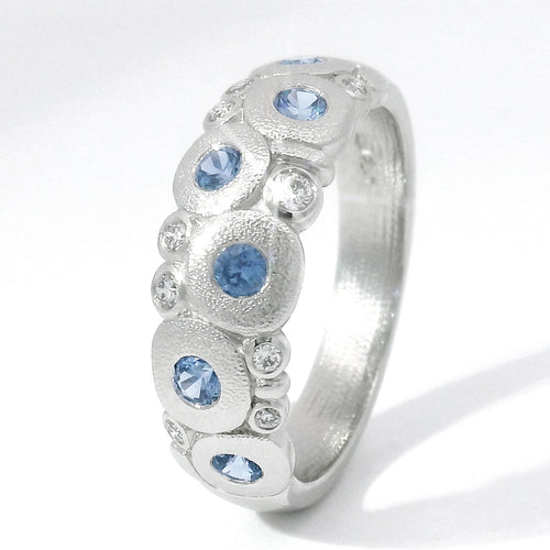 Yogo Sapphire & Diamond Platinum Domed Ring - "Candy"