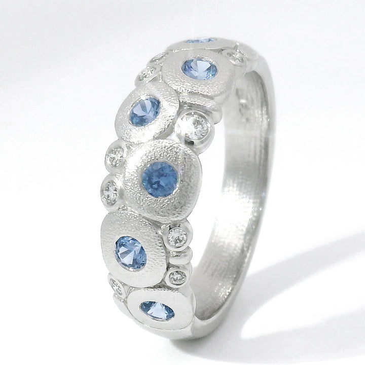 Yogo Sapphire & Diamond Platinum Domed Ring - "Candy"