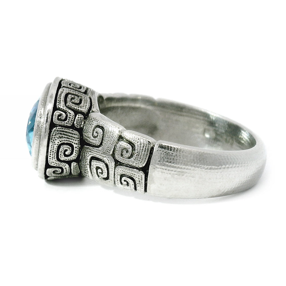 Platinum & Aquamarine Bezel Ring - "J's Garden"