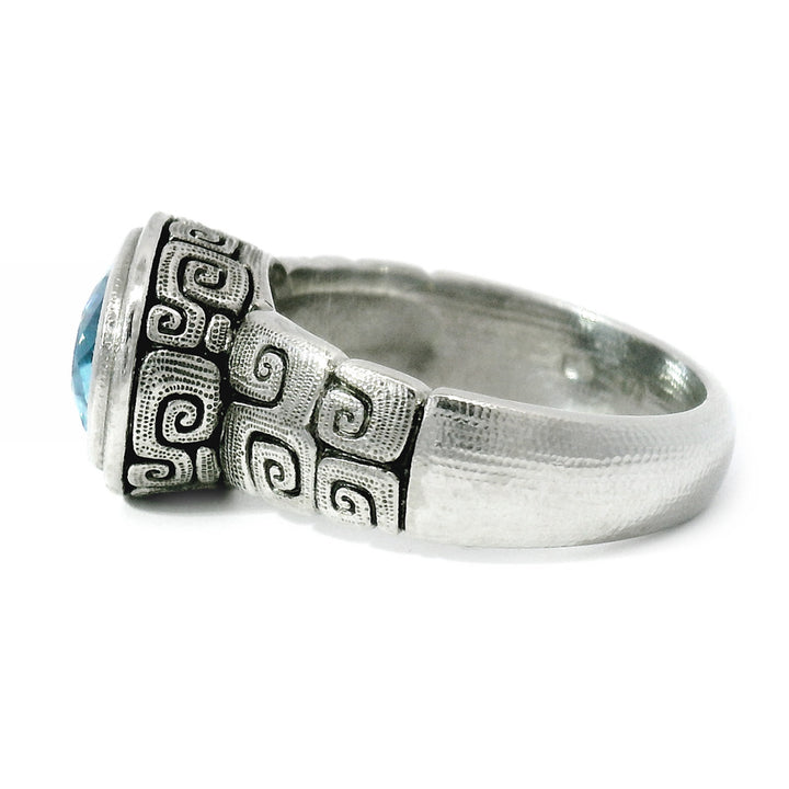Platinum & Aquamarine Bezel Ring - "J's Garden"