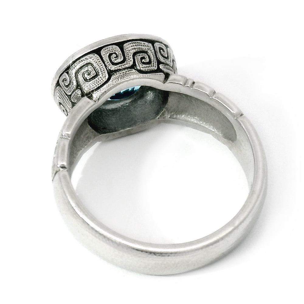 Platinum & Aquamarine Bezel Ring - "J's Garden"
