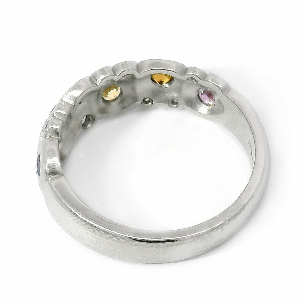 Montana Sapphire & Diamond Domed Platinum Ring - "Rainbow Candy"