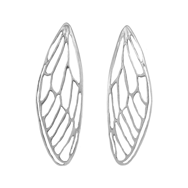 Sterling Silver Statement Earring - "Bold Cicada Wings"