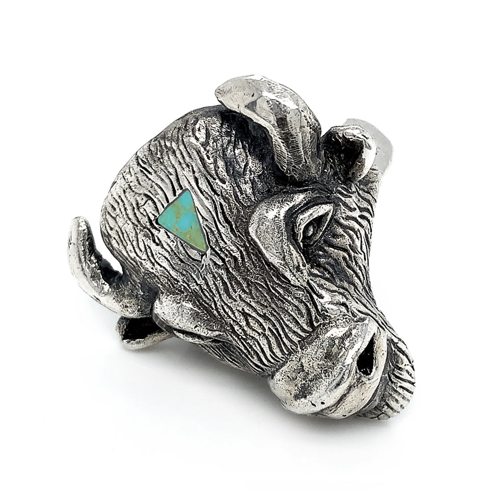 Sterling Silver & Turquoise Statement Ring - "Bison"
