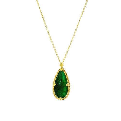 Pear-Shaped Emerald Necklace in Gold - "Greenwake"
