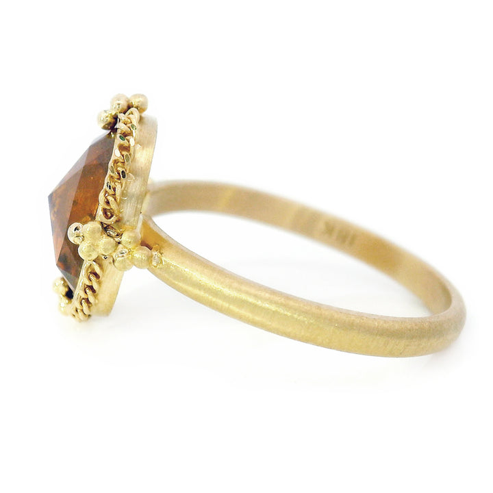 Rustic Red Rose Cut Diamond Ring - "Andromeda"