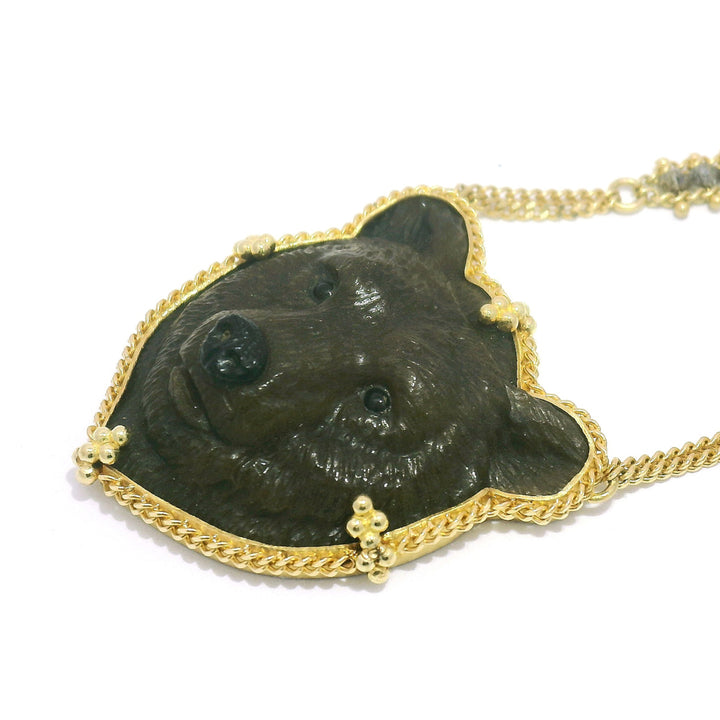 One-of-a-Kind Jasper, Onyx & Diamond Necklace - "Grizzly 399"