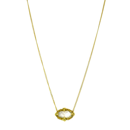 Rose-Cut Natural Diamond Gold Necklace - "Soft Glow"