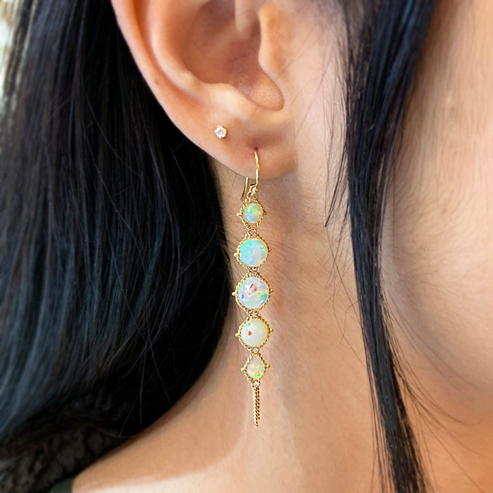 Ethiopian Opal & Yellow Gold Earrings - "Desert Mirage"