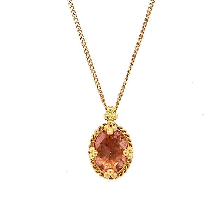 One-of-a-Kind Yellow Gold & Peach Tourmaline Necklace - "Luma"