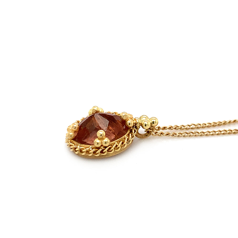 One-of-a-Kind Yellow Gold & Peach Tourmaline Necklace - "Luma"