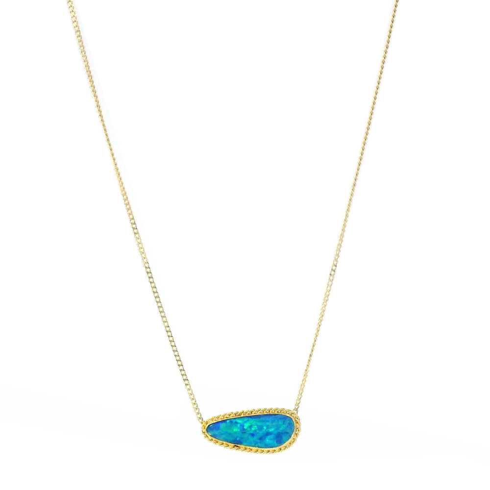 Tidal Pool Australian opal necklace by Amali in solid 18K gold