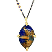 One-of-a-Kind Lapis Lazuli & Rutilated Quartz Necklace - "Indigo Nights"