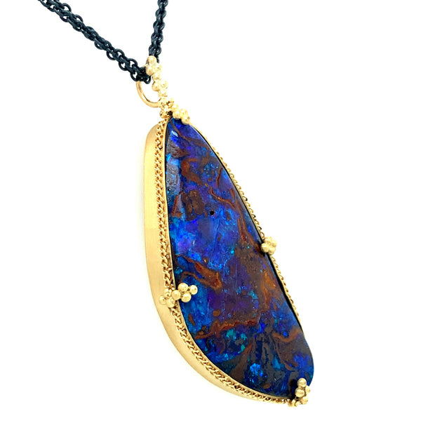 One-of-a-Kind Australian Yowah & Koroit Opal Necklace - "Phlegethon"