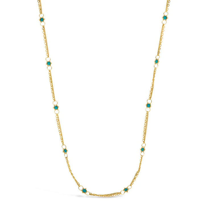 Beaded Turquoise & Gold Necklace - "Whisper Chain"