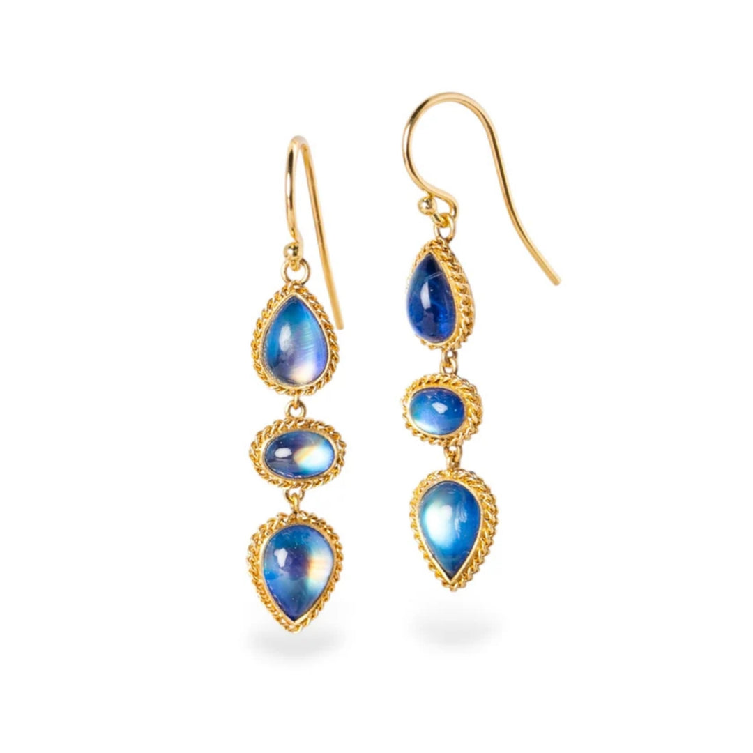 After the Rain moonstone drop earrings in 18K yellow gold
