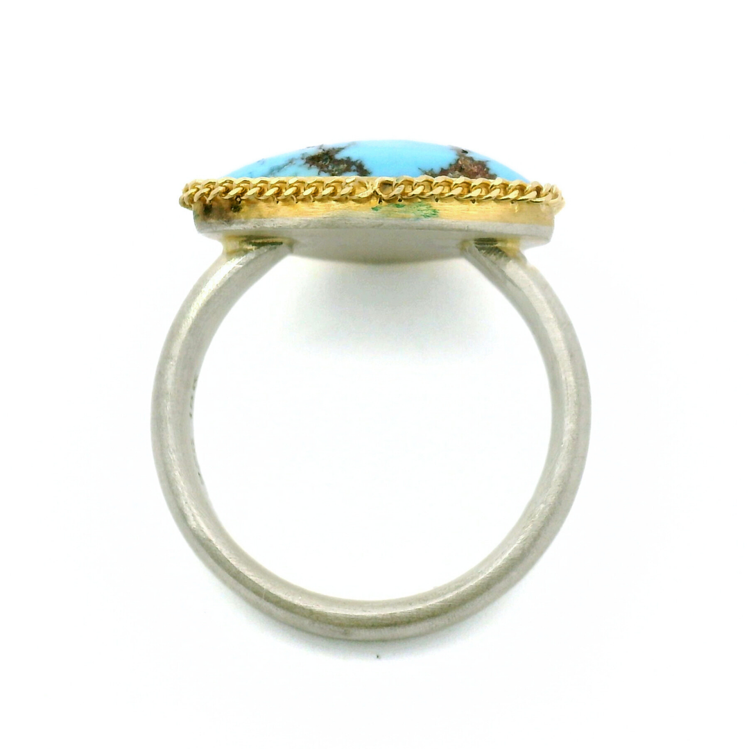 Turquoise, Gold & Silver Ring- "Tibetan Skies"