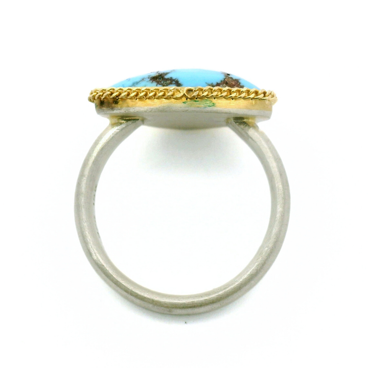 Turquoise, Gold & Silver Ring- "Tibetan Skies"