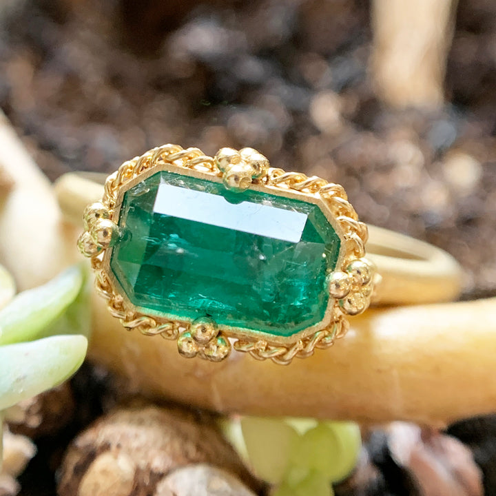 Yellow Gold and Emerald Ring - "Treasure Isle"