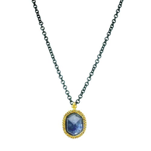 Montana Blue Sapphire Necklace in Silver & Gold - "Skybound"
