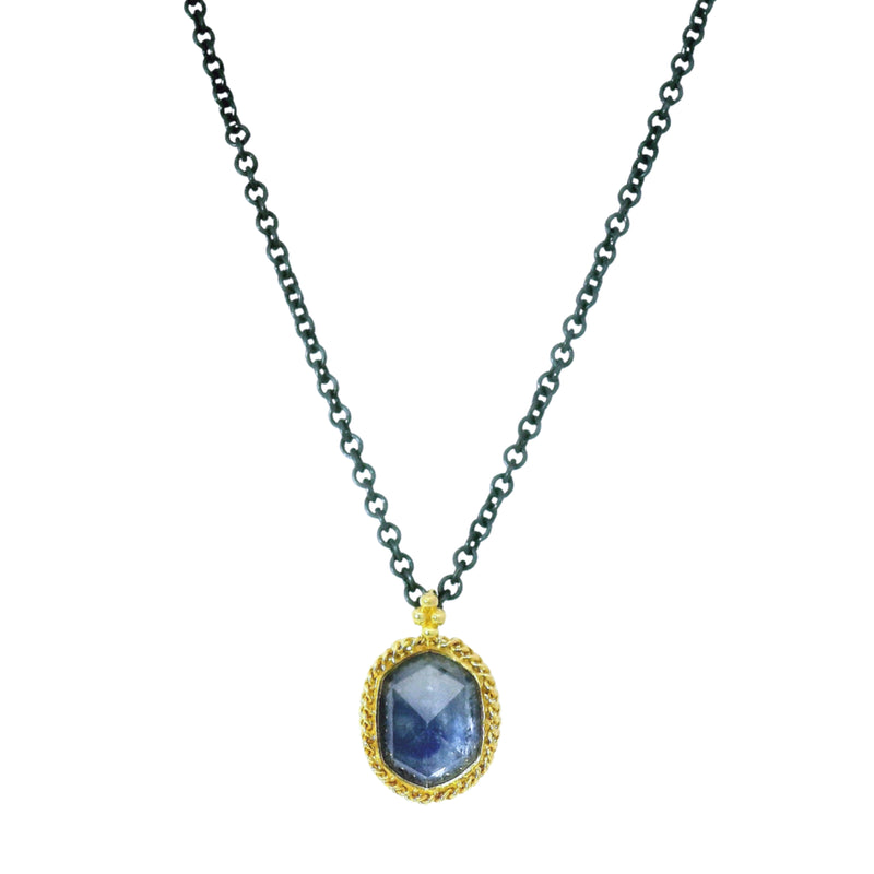 Montana Blue Sapphire Necklace in Silver & Gold - "Skybound"