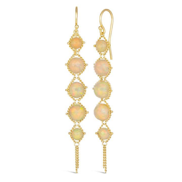 Ethiopian Opal & Yellow Gold Earrings - "Desert Mirage"