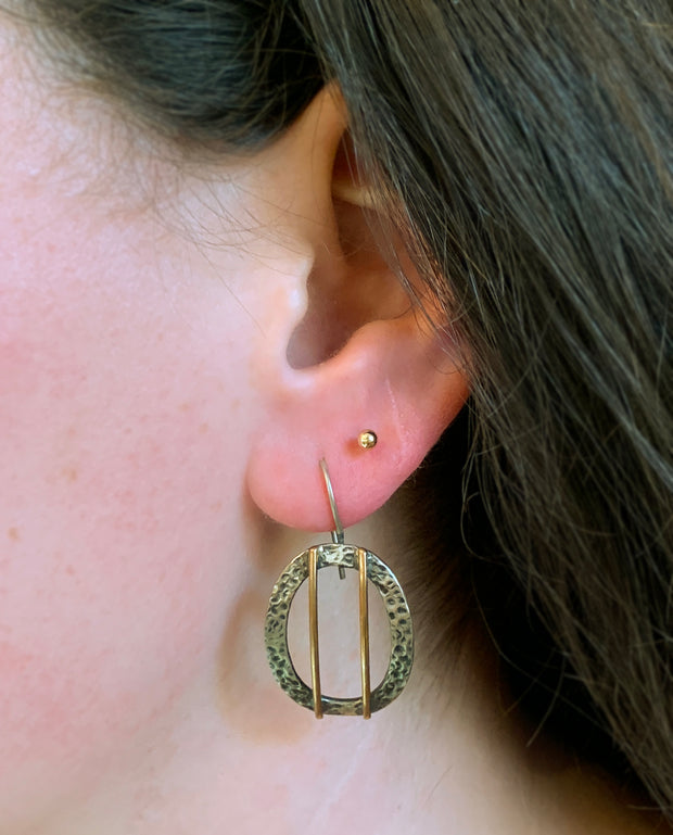 Gold Vermeil and Sterling Silver Geometric Earrings - "Benek"