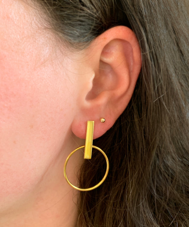 Gold Vermeil Geometric Earrings - "Daire"