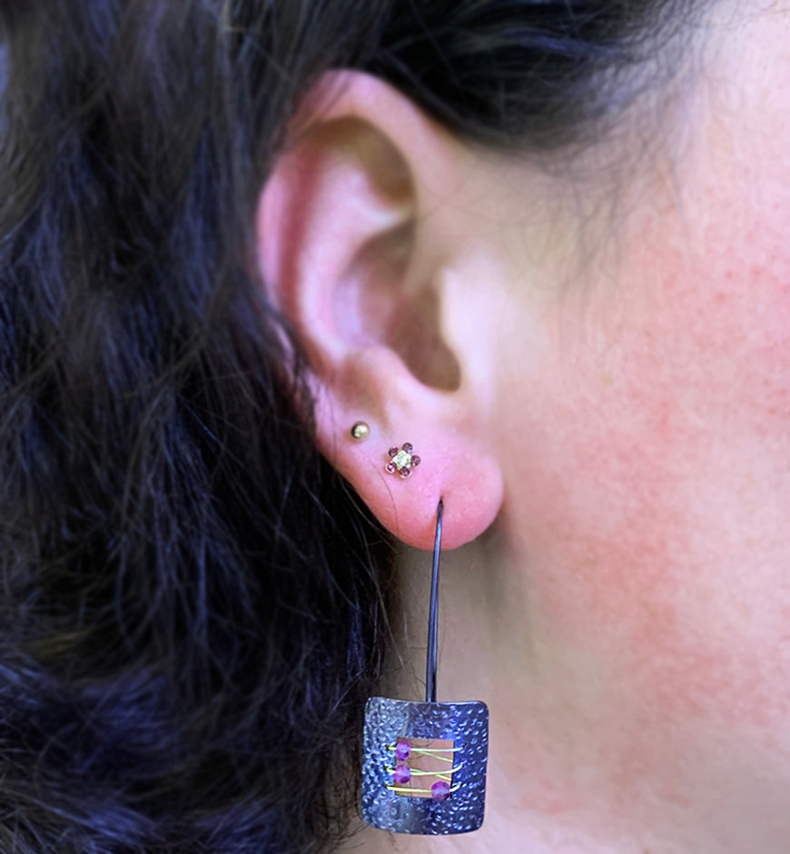 Sterling Silver and Amethyst Earrings - "Shadowbound"