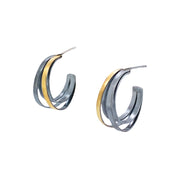 Gold Vermeil & Sterling Silver Hoop Earrings - "Ribbon of Light"