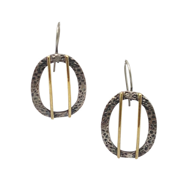 Gold Vermeil and Sterling Silver Geometric Earrings - "Benek"