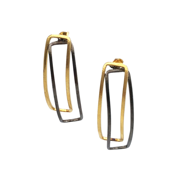 Gold Vermeil and Sterling Silver Earrings - "Kontra"