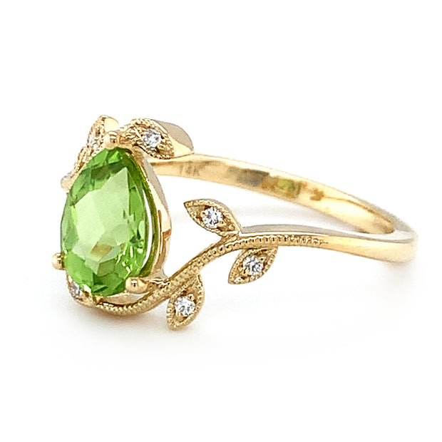 Yellow Gold and Peridot Vine Ring - "Fairy Isle"