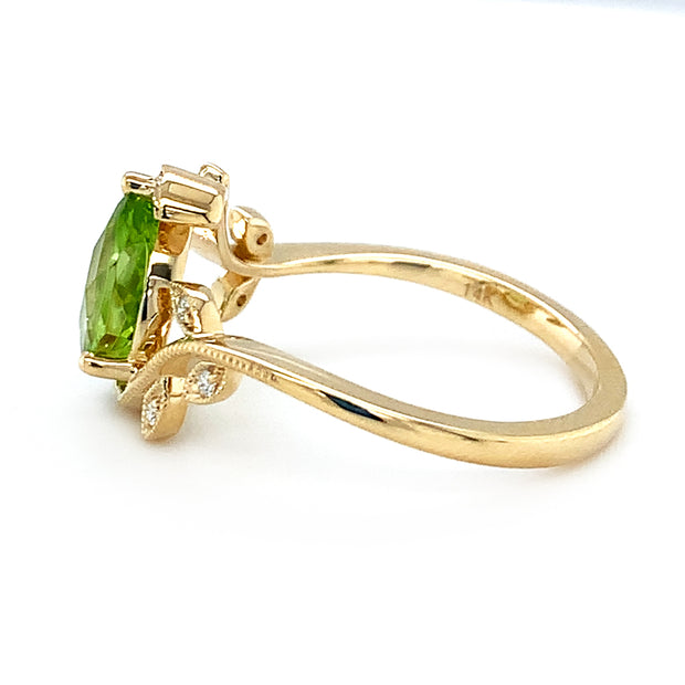 Yellow Gold and Peridot Vine Ring - "Fairy Isle"