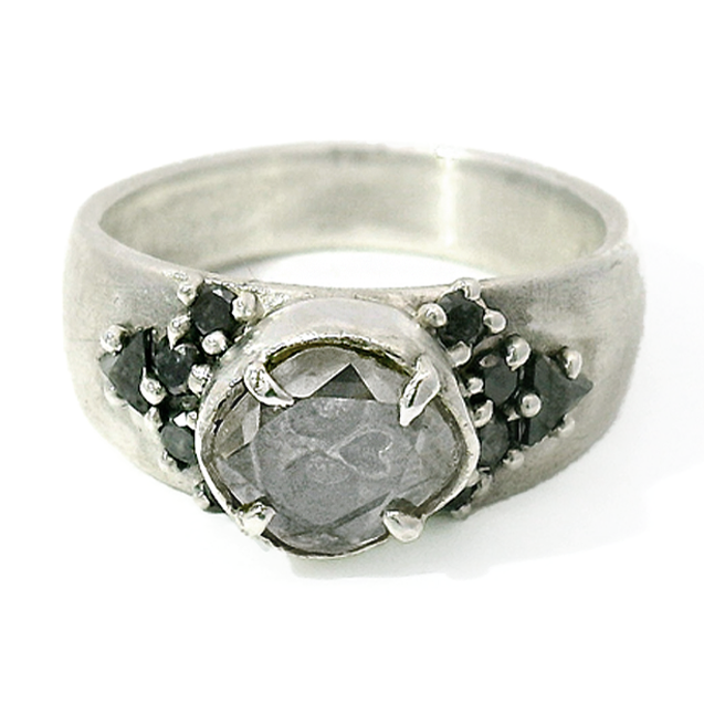 Diamond & Sterling Silver Skull Ring - "Encasement"