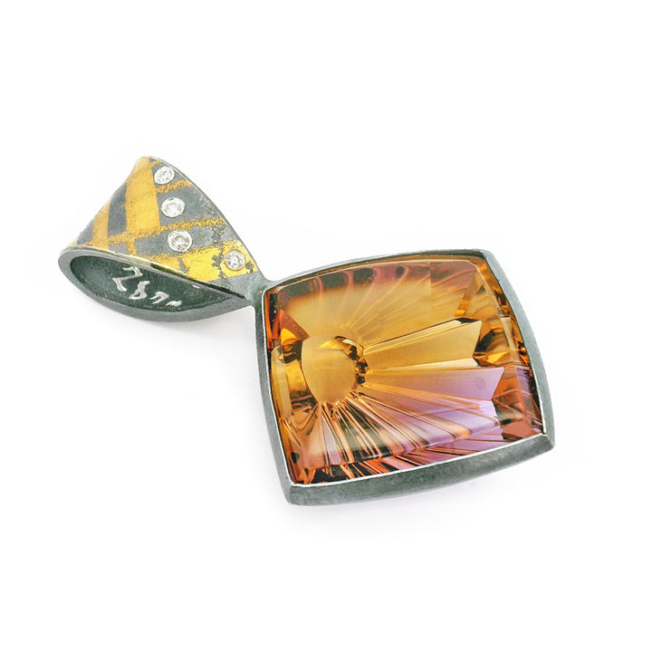 One-of-a-kind Ametrine, Gold & Sterling Silver Pendant - "Sunray"