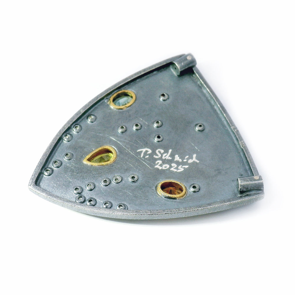 One-of-a-Kind Montana Sapphire, Sterling Silver & Gold Vario Pendant - "Freyja"