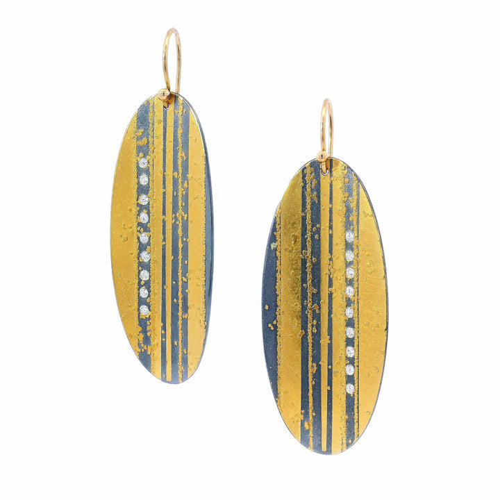 Diamond, Gold & Sterling Silver Drop Earrings - "Desert Oasis"